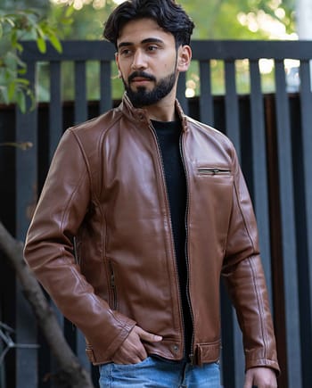 brown leather jacket for men