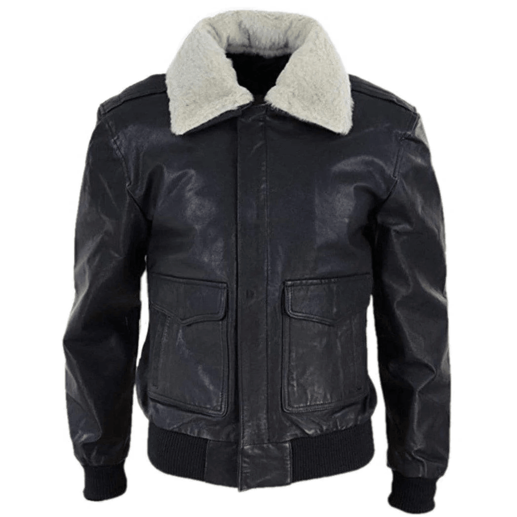 Leather Jacket For men - Detachable Neck fur - Kiara Hut